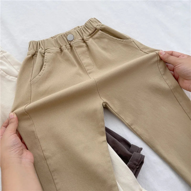 Korean Style Kids Pants - Autumn Spring Slacks for Boys & Girls, Foreign Fashion Trousers Winter Clothes for Girls