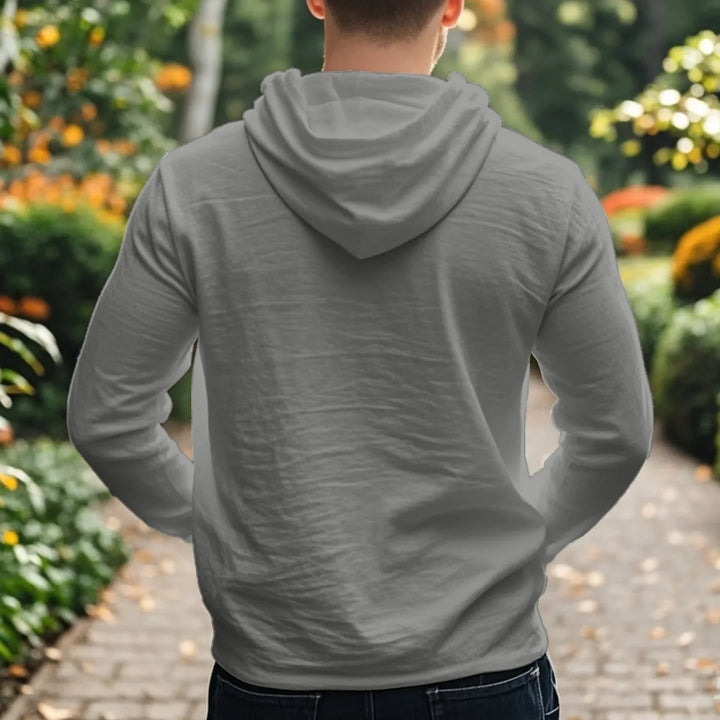 2026 New Men's  T-Shirts Spring Summer Hooded Cotton Linen Tops for Men Soft Loose Henley Shirt Casual Button Long Sleeve Shirts