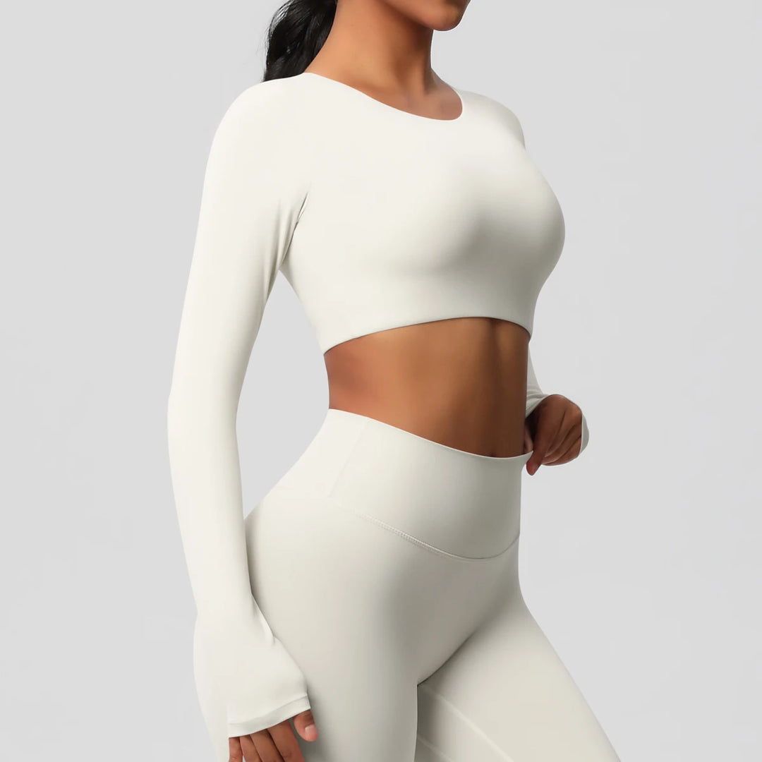 Yoga Shirts For Women Long Sleeve With Padded Fitness Running Gym Clothes Workout Dry Fit Breathable High Elastic Sports Top