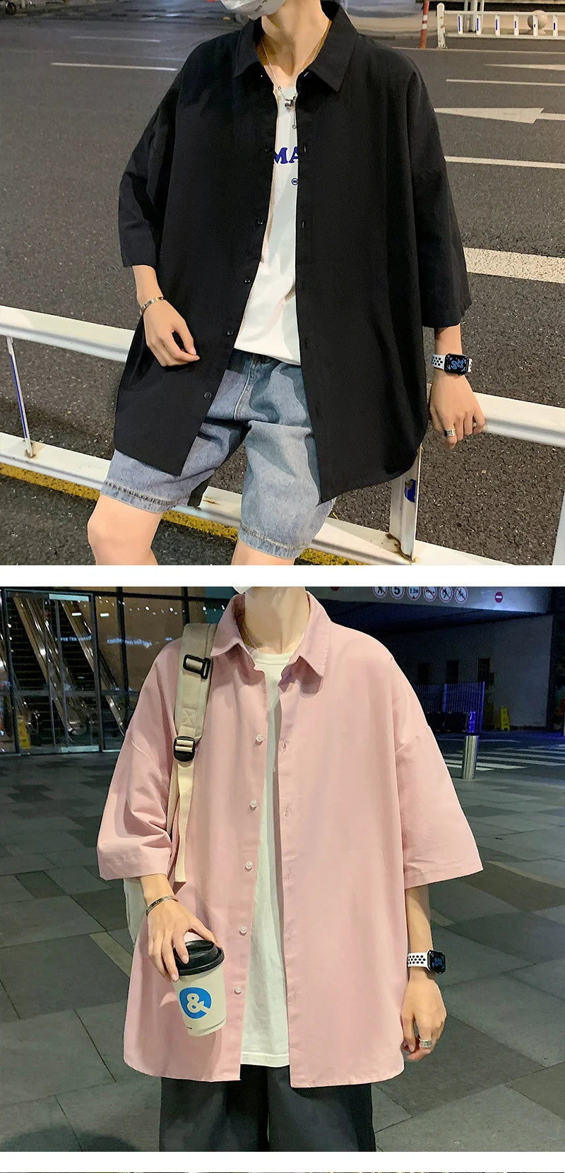 Men's Oversized Shirts White Mens Fashion Blouse 5xl Oversize Half Sleeves Dress Shirt for Men New Clothing Casual