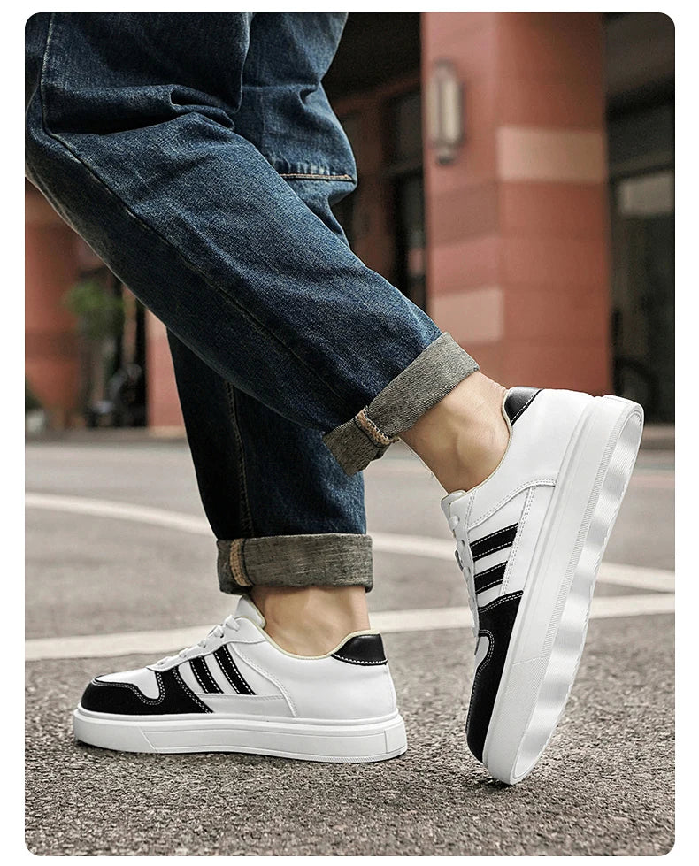 Shoes for Men Four Season Vulcanized Footwear Non-slip Casual Sneakers Fashion New Leather Round Toe Walking shoes tenis jeans