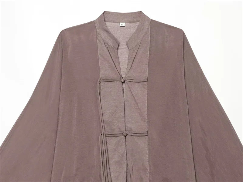 Women's Shirt 2026 New Fashion Summer Solid Color Oversize Rope Knot Detail Draped Shirt for Women Loose Chic Ladies Shirt Top