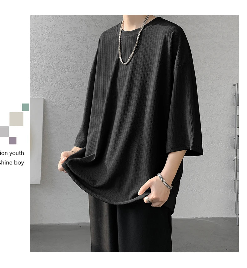 men t shirts Summer Men's White Cool T-shirts Women Oversized 5XL Korean Style Loose Striped T-shirt Casual T-Shirt Male