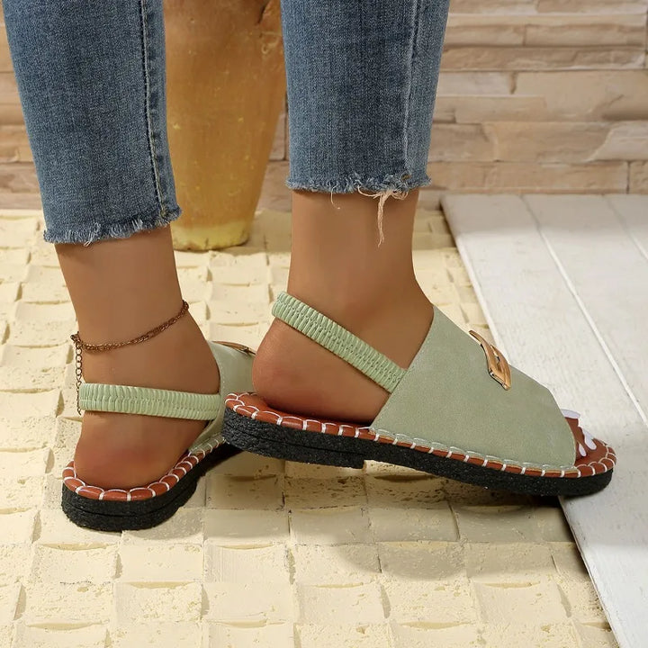 Women’s Summer Beach Sandals – Metal Decorative, Open-Toe, Non-Slip