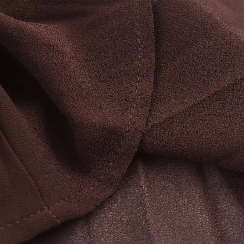 Women’s Fall 2025 Russet Pleated Midi Dress with Belt