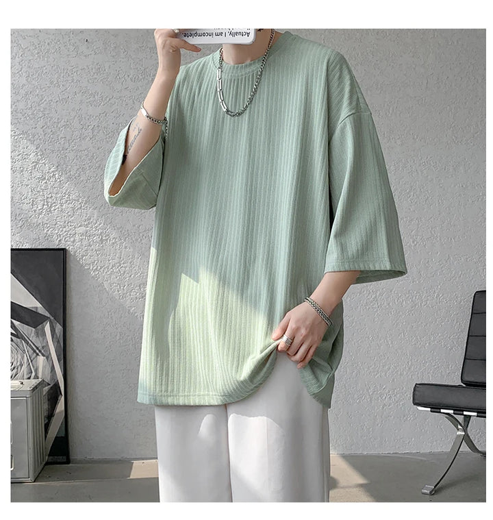men t shirts Summer Men's White Cool T-shirts Women Oversized 5XL Korean Style Loose Striped T-shirt Casual T-Shirt Male