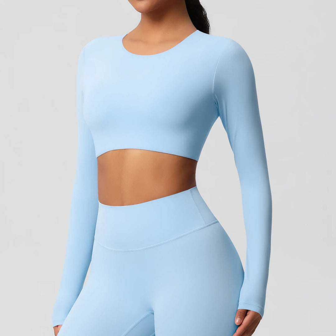 Yoga Shirts For Women Long Sleeve With Padded Fitness Running Gym Clothes Workout Dry Fit Breathable High Elastic Sports Top