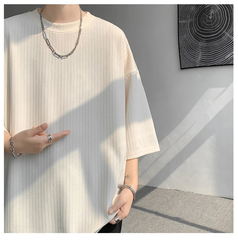 men t shirts Summer Men's White Cool T-shirts Women Oversized 5XL Korean Style Loose Striped T-shirt Casual T-Shirt Male
