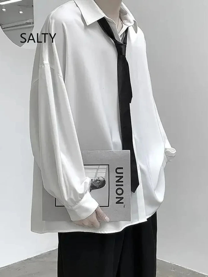 Women’s Long Sleeve Tie Shirt – Casual Loose Blouse