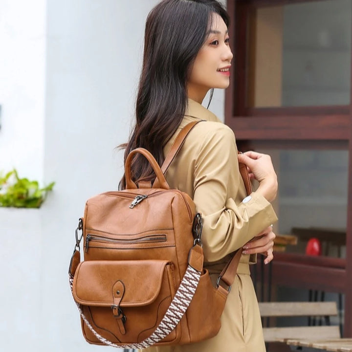 Women’s PU Leather Backpack – Fashion Anti-Theft Shoulder Bag