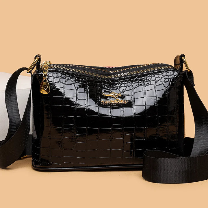 3-Layer Women’s Handbag – Luxury Patent Leather Crossbody & Shoulder Bag