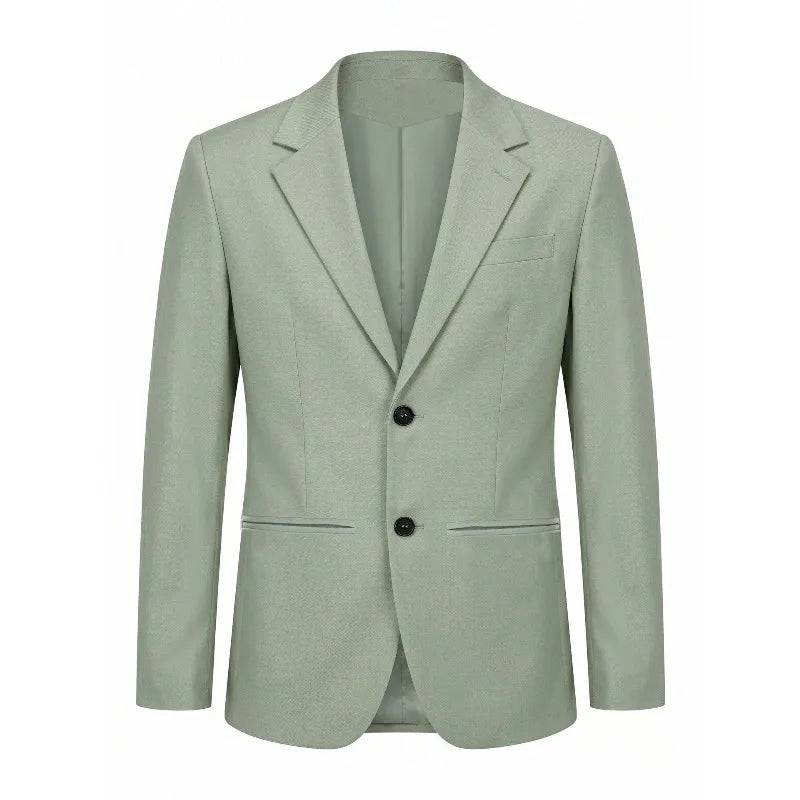 KIDWHXR Man Blazer Korean Slim Simple Solid Color Turn Down Collar Male Suit Outerwear Business Casual Long Sleeeve Men Coat