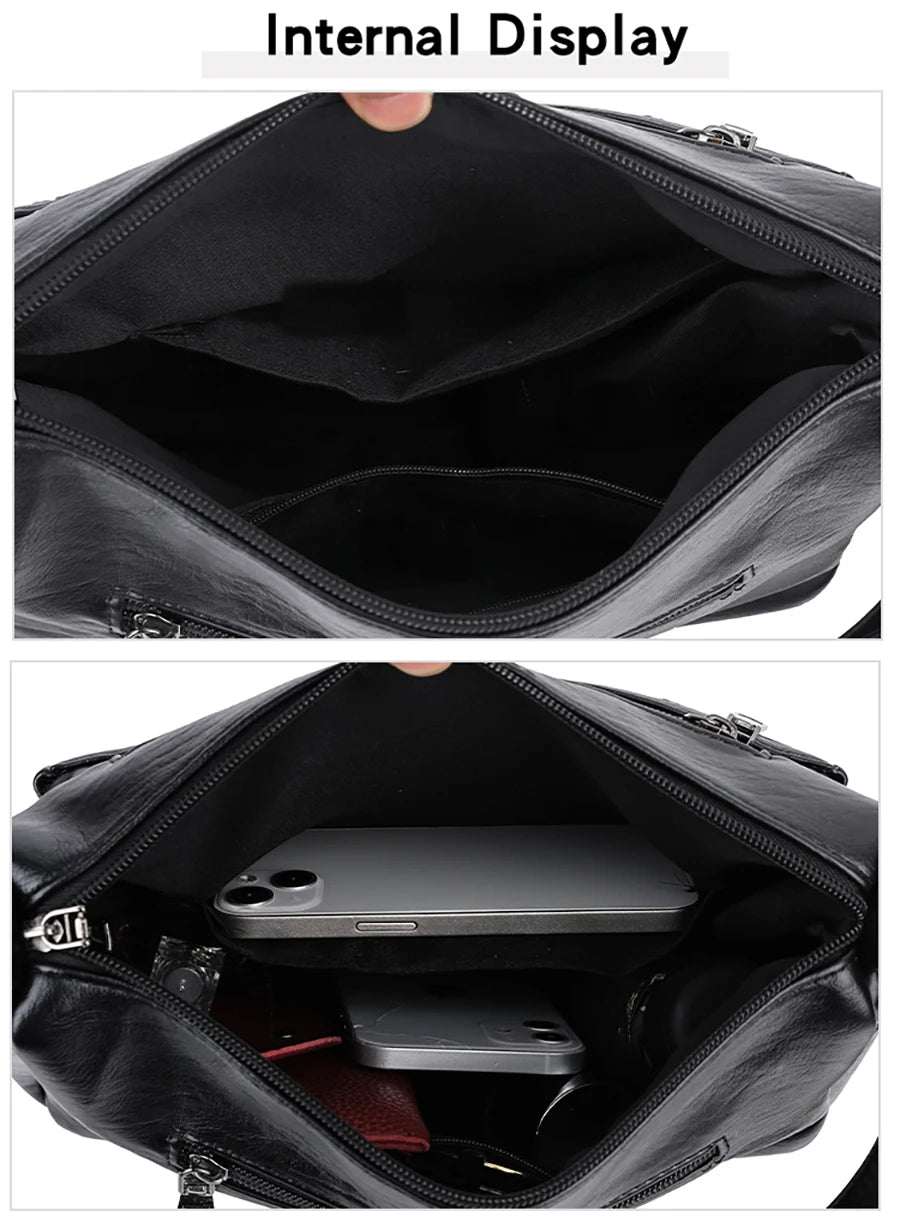 Luxury Women’s Leather Handbag – Multi-Pocket Crossbody & Shoulder Bag 2026