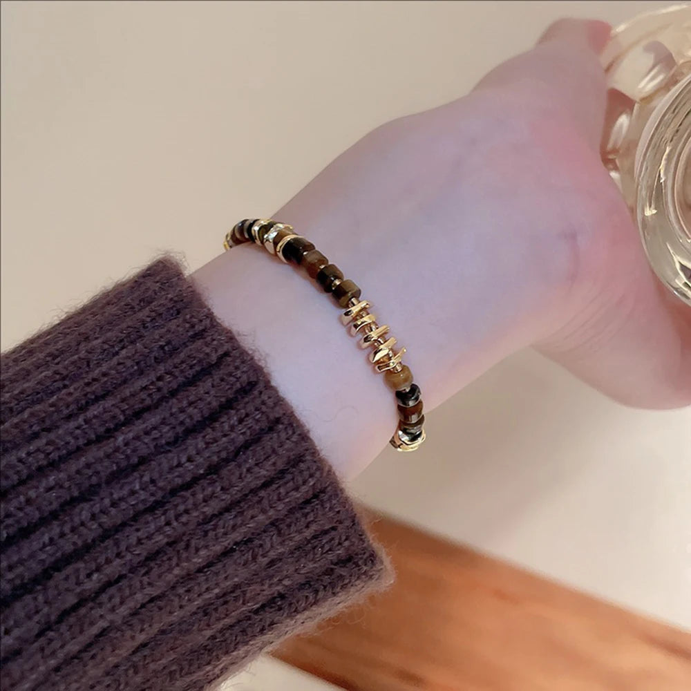 Women’s Tiger’s Eye Beaded Bracelet – Fashion Retro Jewelry