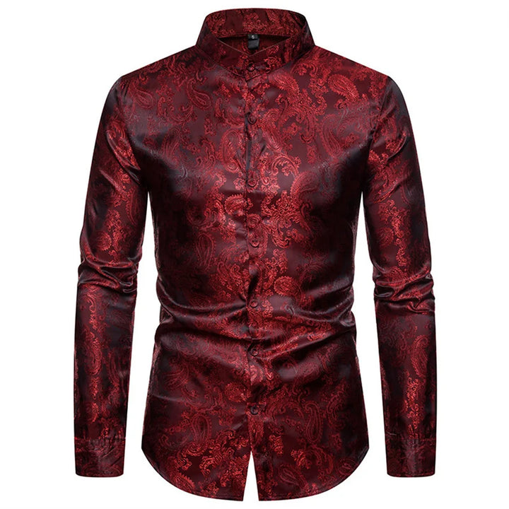 2025 New Men Fashion Medieval Floral Dress Shirts Stylish Long Sleeve Steampunk Shirt Men's Party Club Bar Social Shirt Male