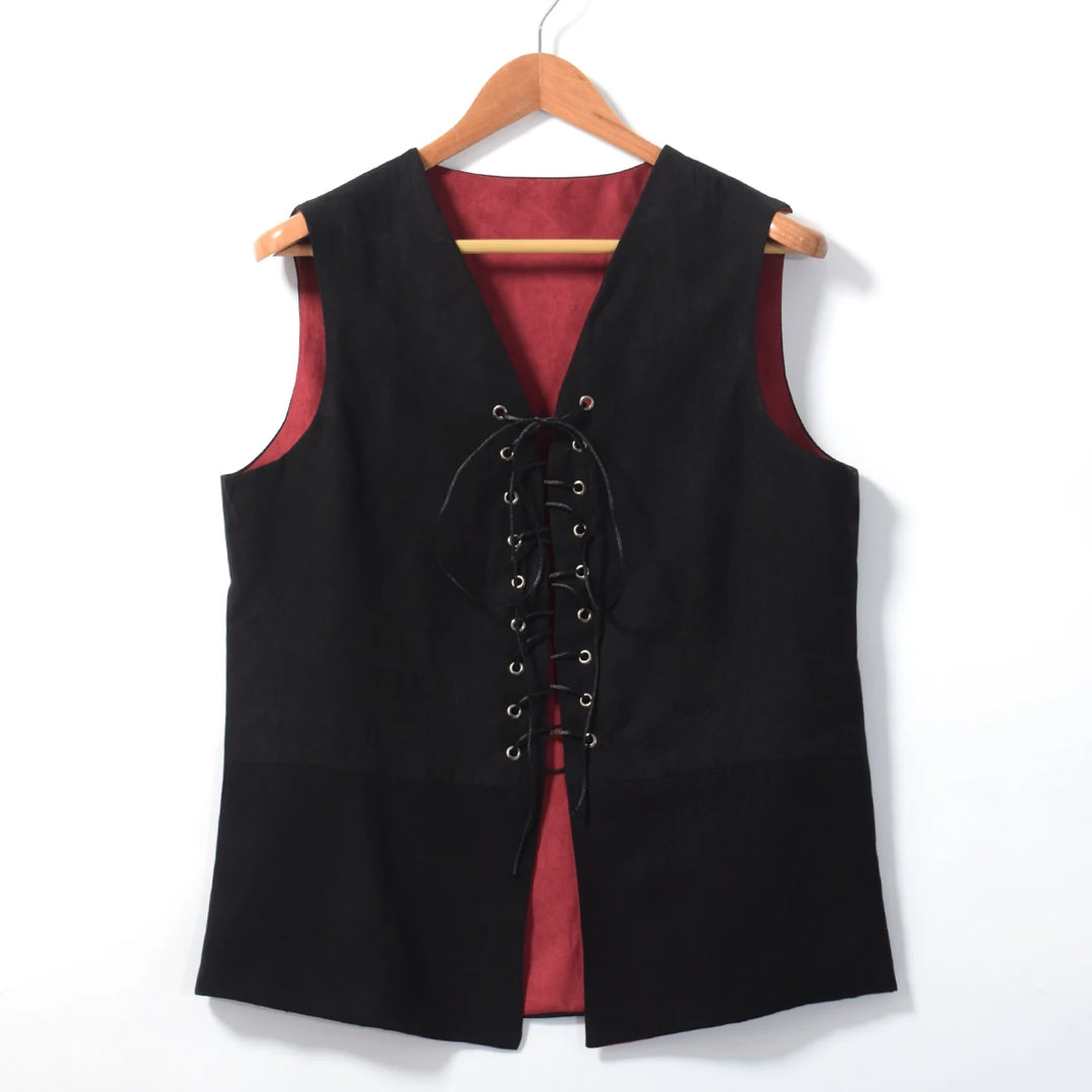 Pirate Tunic Vest For Men Medieval Renaissance Lace Up Reversible Waistcoat