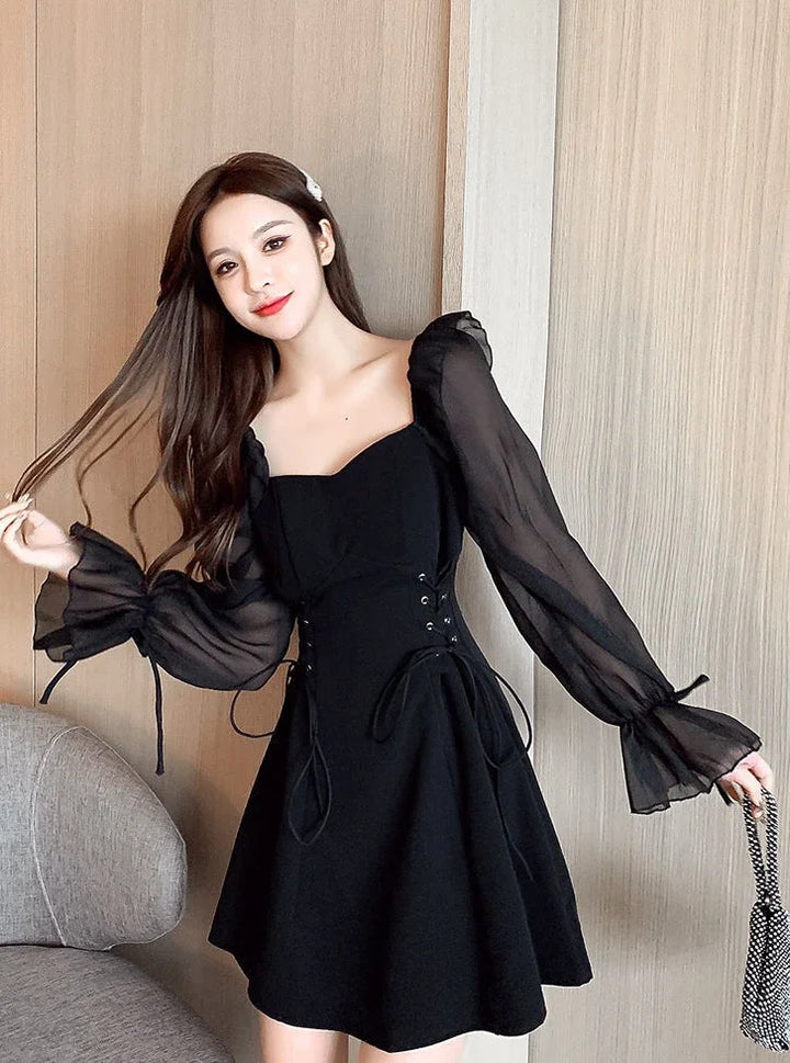 Female Dresses  Coquette Women's DressSilk Satin Chiffon Sexy Black Holiday New Features Korean Style Clothing Cheap Casual X In