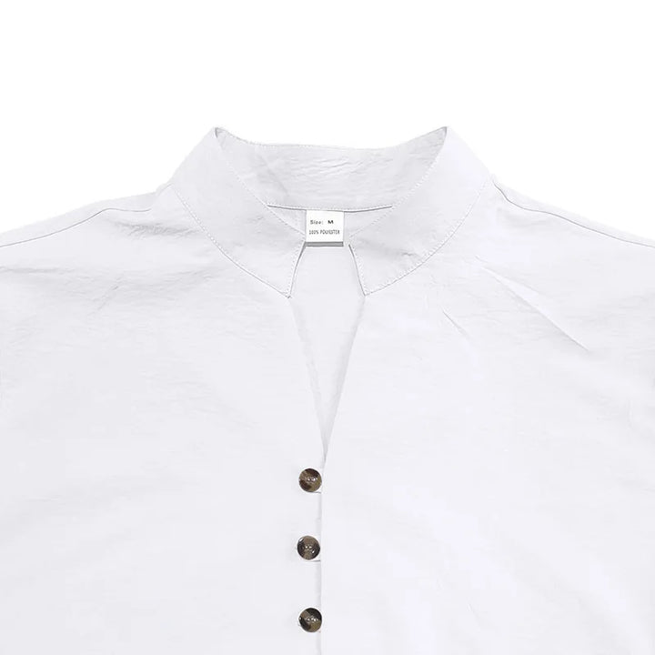 Summer New Short Sleeve Shirts for Men Fashion Solid Casual Linen Tops Breathable Stand Collar Loose Beach Blouses Men Clothing