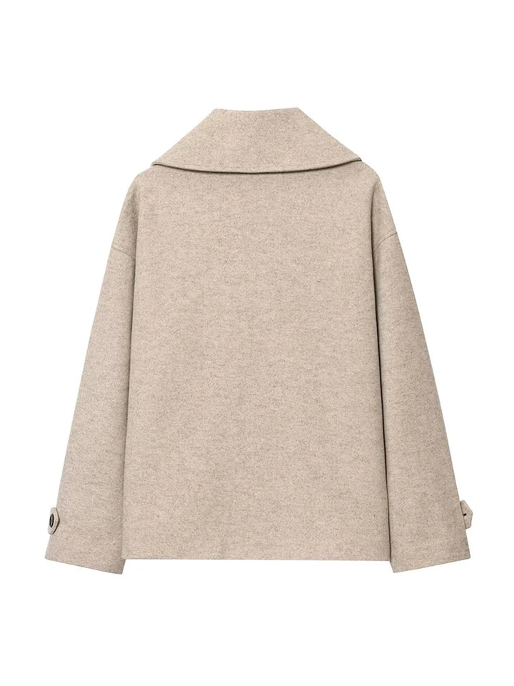 Women’s Double-Breasted Jacket – Elegant Lapel Coat for Autumn & Winter 2025