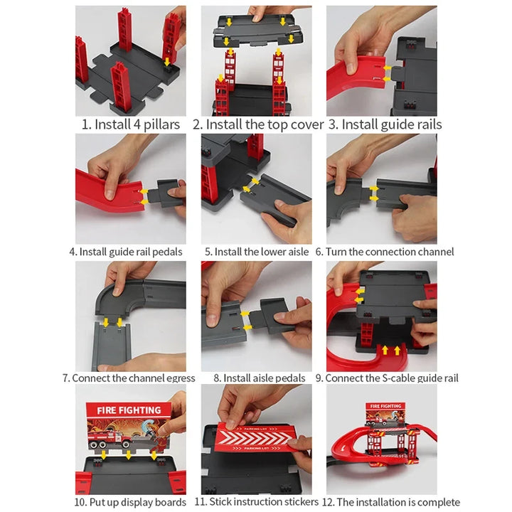 Spielset „Parkplatz für Feuerwehr- und Polizeifahrzeuge“ für Kinder