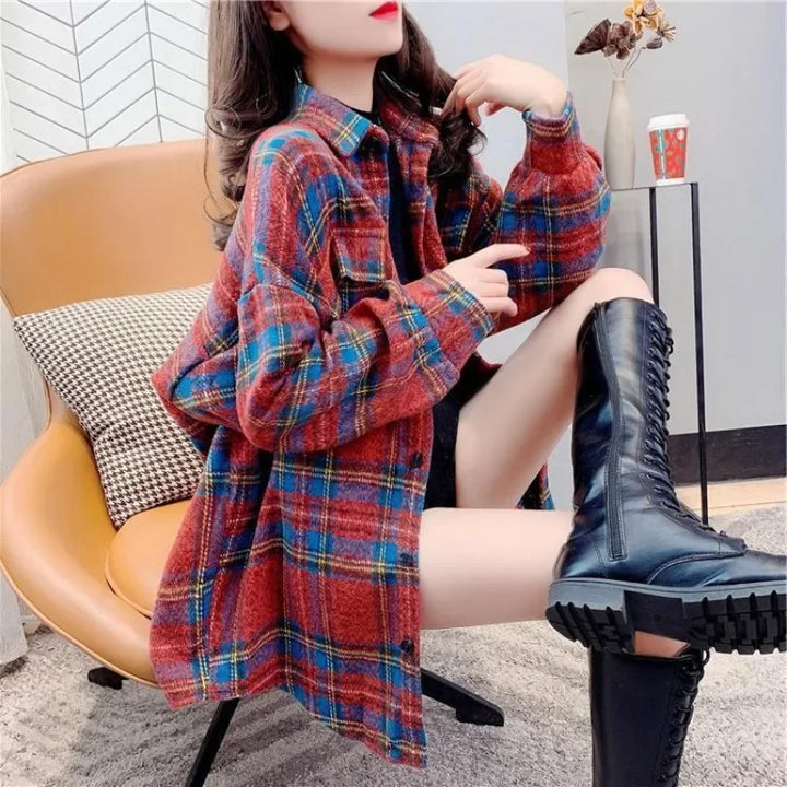Women’s Vintage Check Jacket – Luxury Spring & Autumn Casual Coat 2025