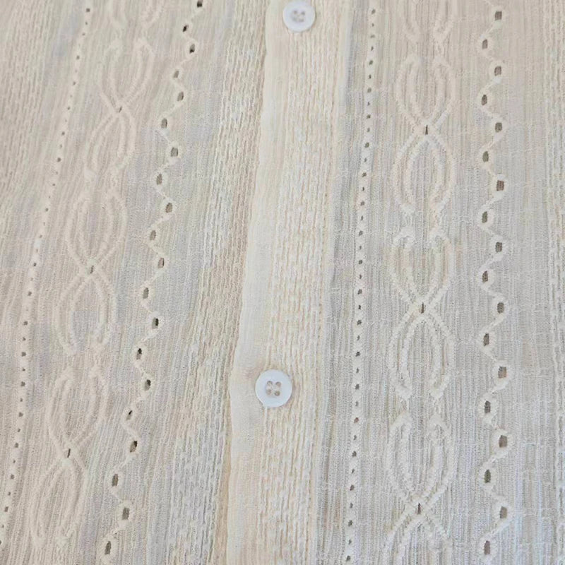 قميص رجالي شبكي مثير - ياقة عريضة، أكمام طويلة أنيقة