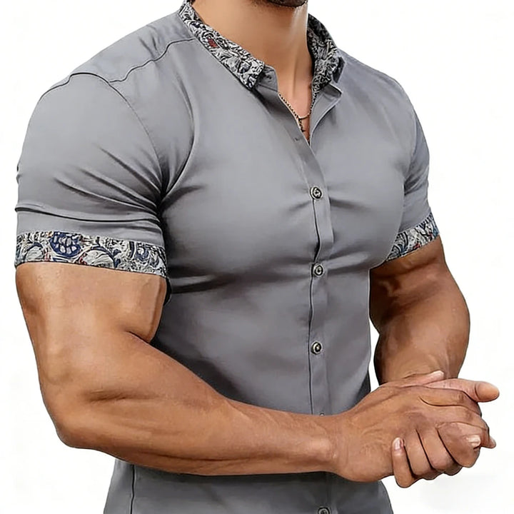 Men's simple business short-sleeved shirts with high-definition printed edges Hawaiian vacation business designer men's clothing