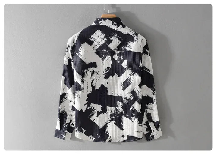 High-quality long-sleeved shirt for new autumn fashion, trendy brand, handsome business style, textured striped shirt, slim fit