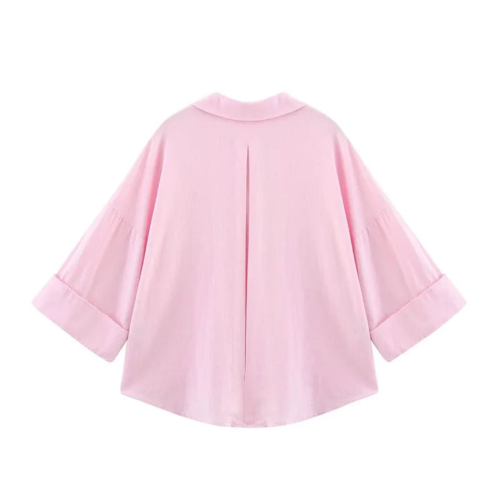 MUJER Striped Women's Shirt White Loose Casual Shirts for Women Summer Button up Shirts and Blouses Woman Wide Sleeve Ladies Top