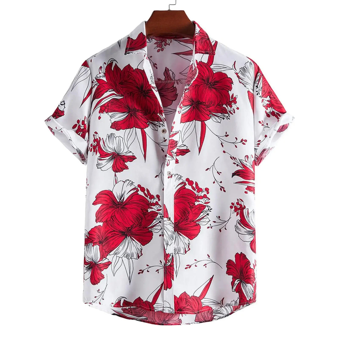 Men's Hawaiian Shirts Men's Short Sleeve Shirts Summer Casual Monstera Print Lapel Short Sleeve Shirts