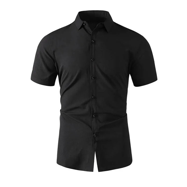 Men's Black Short Sleeve Dress Shirt Slim Fit Non-iron Formal Business Button Down Shirt for Office