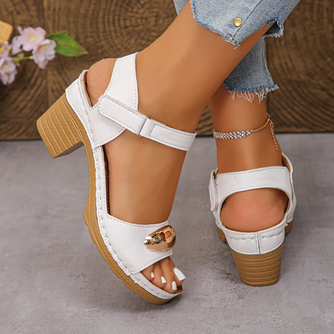 Women’s Summer Sandals – Retro Open Toe, Comfortable Coarse Heels