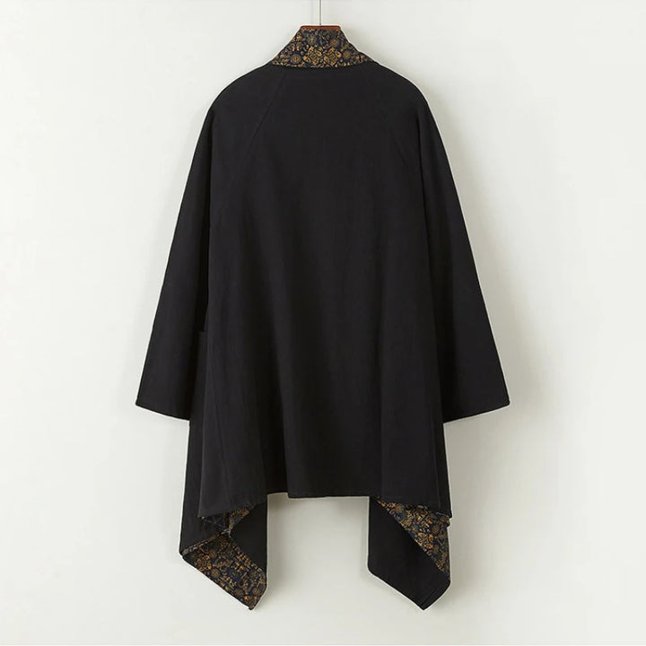 Men's Kimono Cardigan Japanese Samurai Costume Cotton Linen Haori Yukata Streetwear Retro Ethnic Robe Double-Sided Cloak Jacket