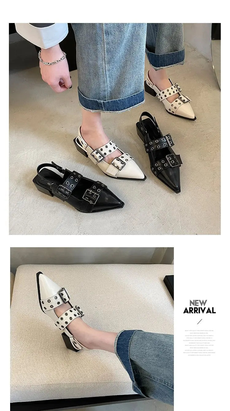 2023women's sandals summer  Ballet flats women Pointed rivet single shoe Platform Women Sandals zapatos de mujer tendencia