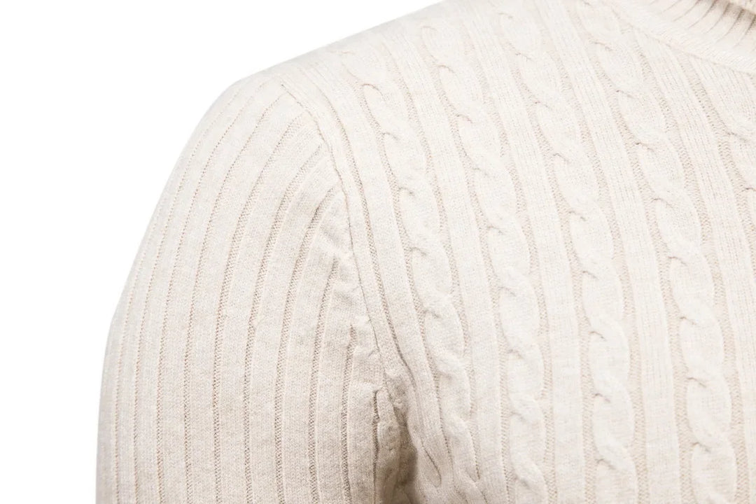 Men’s Turtleneck Sweater – Solid High Neck Knitted Pullover, Fall/Winter