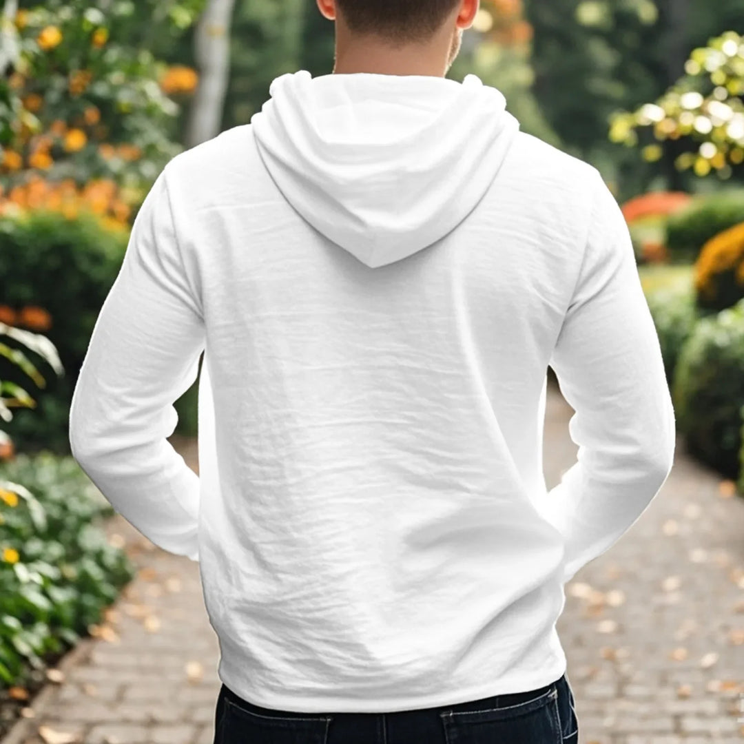 2026 New Men's  T-Shirts Spring Summer Hooded Cotton Linen Tops for Men Soft Loose Henley Shirt Casual Button Long Sleeve Shirts