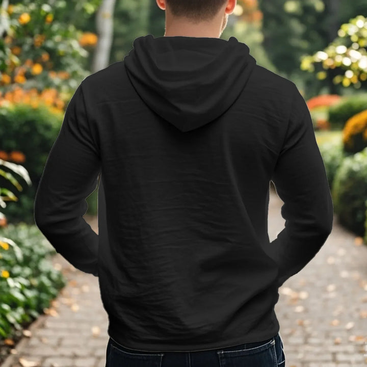 2026 New Men's  T-Shirts Spring Summer Hooded Cotton Linen Tops for Men Soft Loose Henley Shirt Casual Button Long Sleeve Shirts