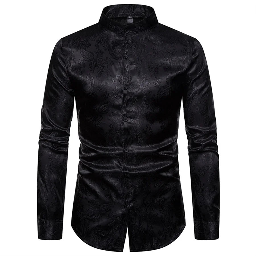 2025 New Men Fashion Medieval Floral Dress Shirts Stylish Long Sleeve Steampunk Shirt Men's Party Club Bar Social Shirt Male