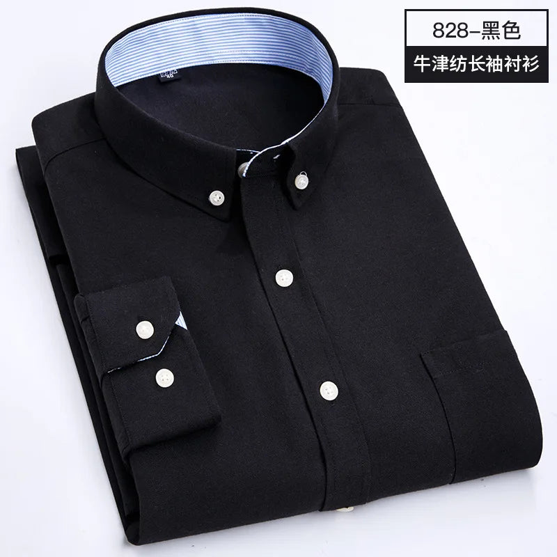Men's Long Sleeve Shirt Non-Ironing Oxford Spinning Spring Summer Autumn Slim Casual Comfortable All Fashion Fast Color Shirt