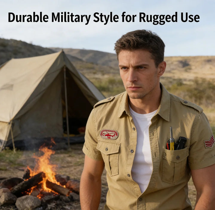 Spring Summer Men's Tactical Shirts Outdoor Men Cotton Shorts Sleeve Military Shirts Fashion Men Button Hiking Work Shirts