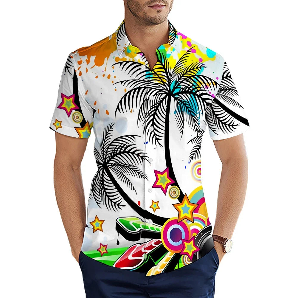 Men's Shirt Summer Casual Fashion Short Sleeved Shirt For Men Loose Breathable Hawaiian Shirt Man Casual Men's Clothing Top