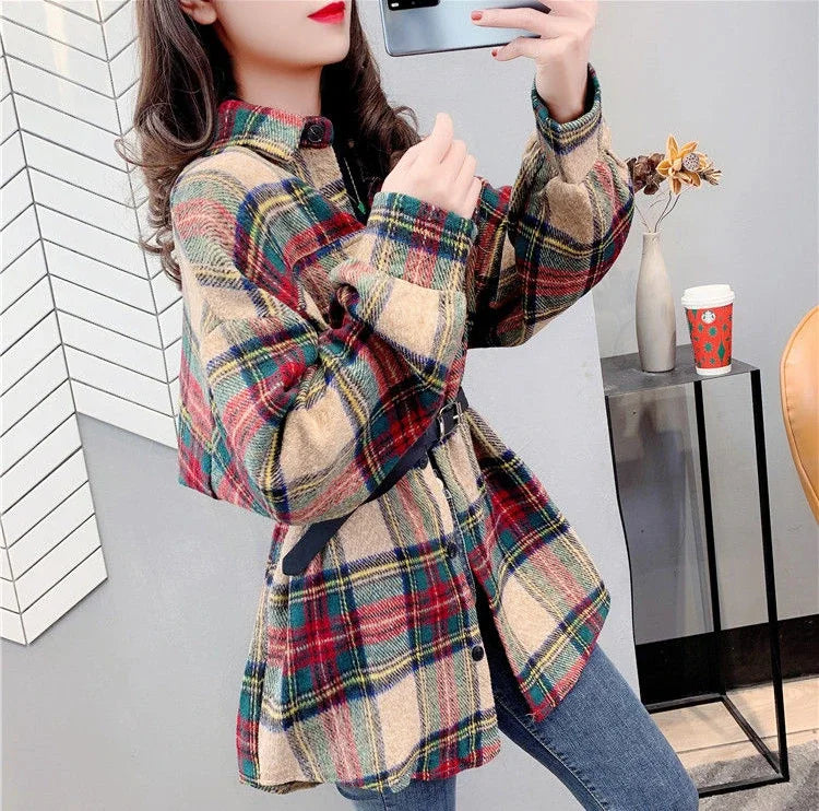 Women’s Vintage Check Jacket – Luxury Spring & Autumn Casual Coat 2025