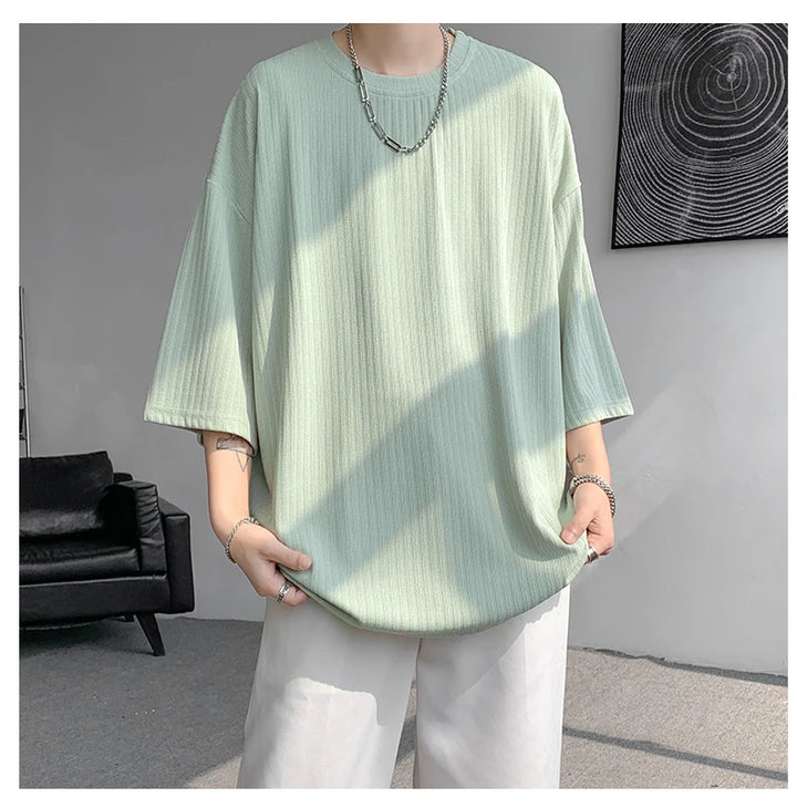 men t shirts Summer Men's White Cool T-shirts Women Oversized 5XL Korean Style Loose Striped T-shirt Casual T-Shirt Male