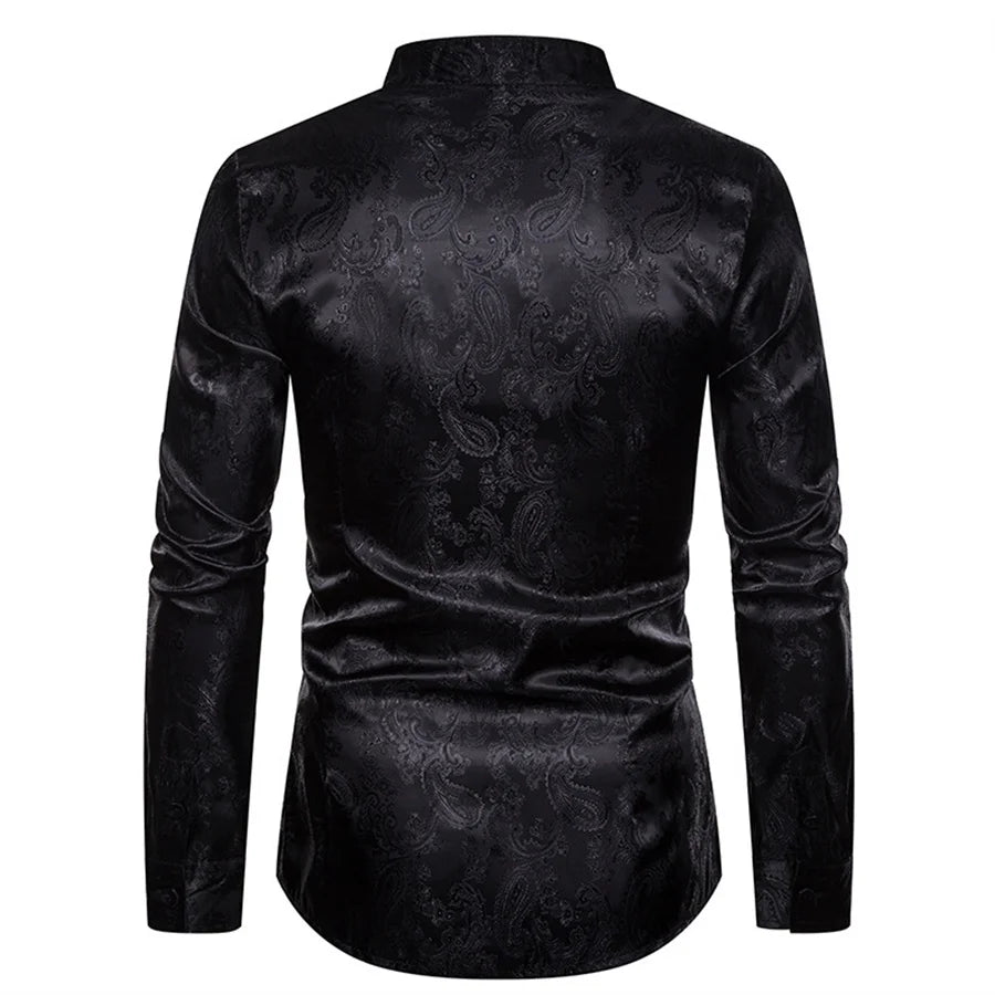 2025 New Men Fashion Medieval Floral Dress Shirts Stylish Long Sleeve Steampunk Shirt Men's Party Club Bar Social Shirt Male
