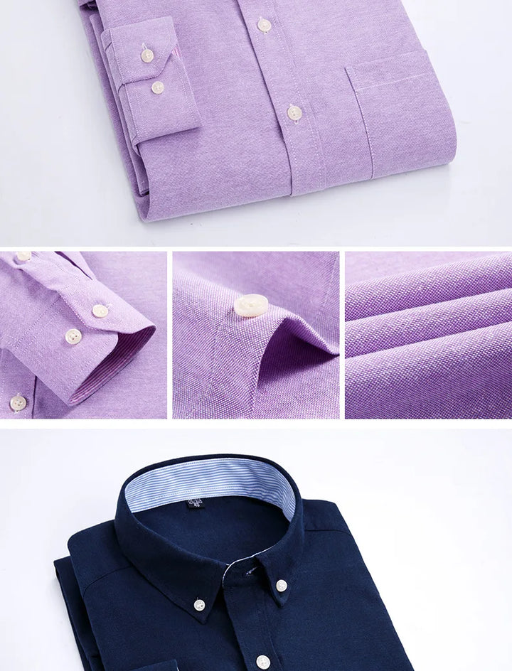 Men's Long Sleeve Shirt Non-Ironing Oxford Spinning Spring Summer Autumn Slim Casual Comfortable All Fashion Fast Color Shirt