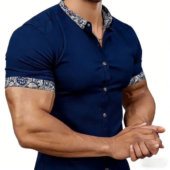 Men's simple business short-sleeved shirts with high-definition printed edges Hawaiian vacation business designer men's clothing