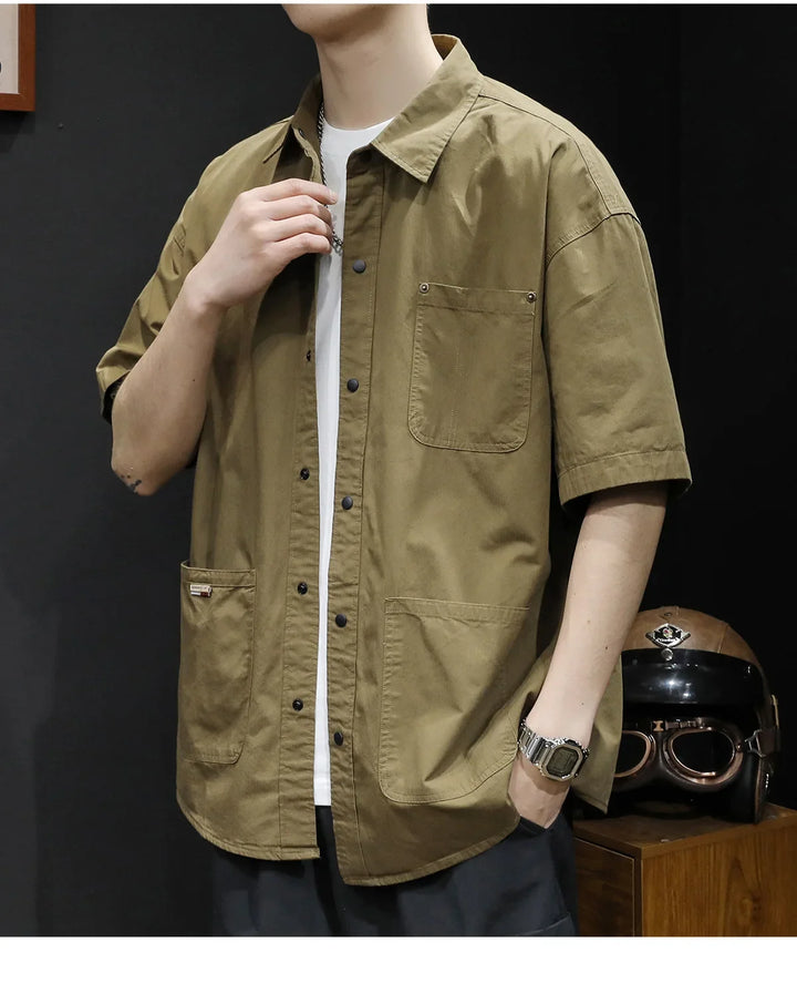 T-shirt Short-sleeved Shirt Men's Trendy Brand Trendy Shirt Summer Casual Work Clothes Loose Summer Trendy