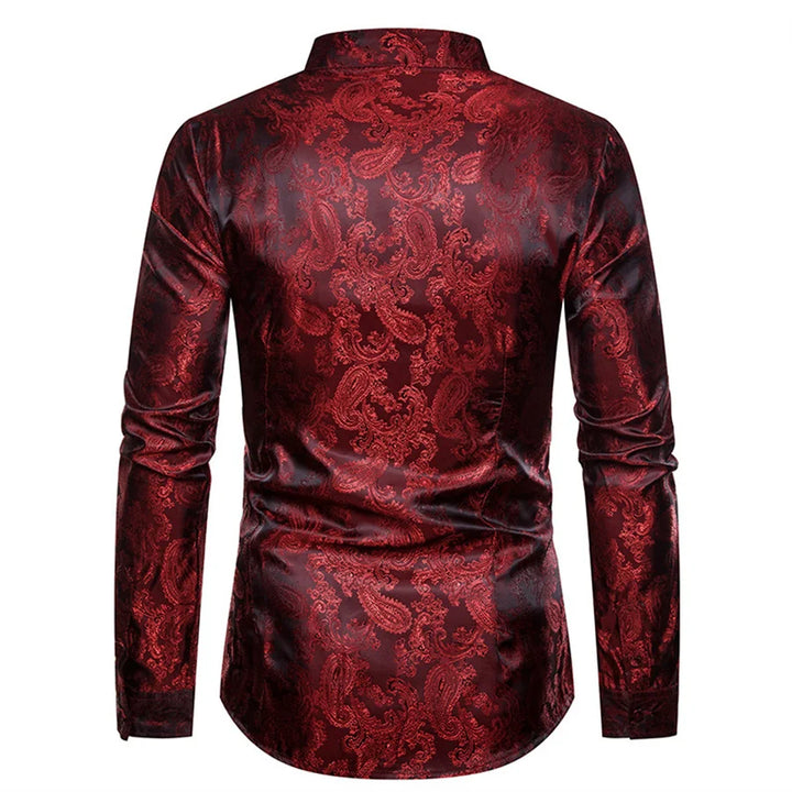 2025 New Men Fashion Medieval Floral Dress Shirts Stylish Long Sleeve Steampunk Shirt Men's Party Club Bar Social Shirt Male