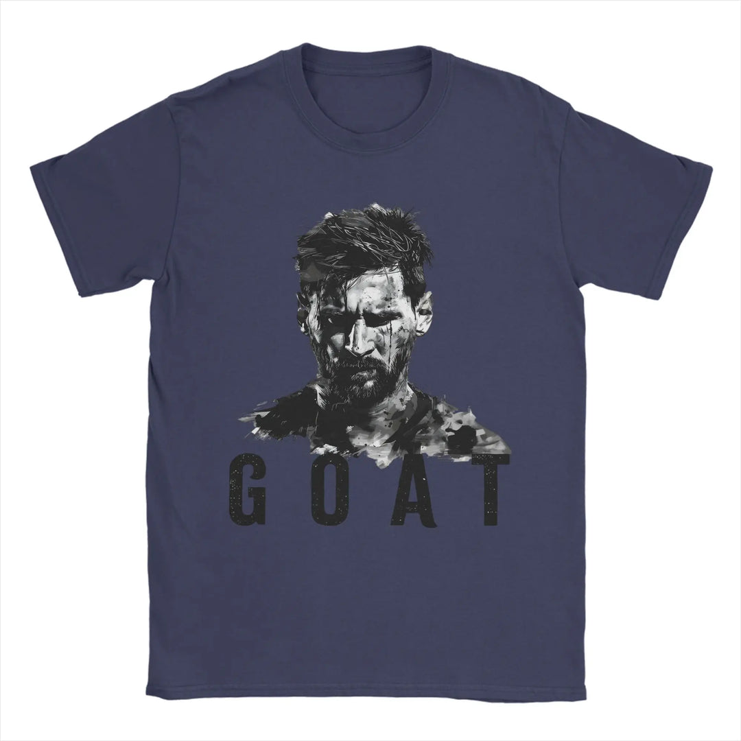 Men T-Shirts Football Messis Leisure Cotton Tee Shirt Short Sleeve  T Shirts Round Neck Clothing Unique