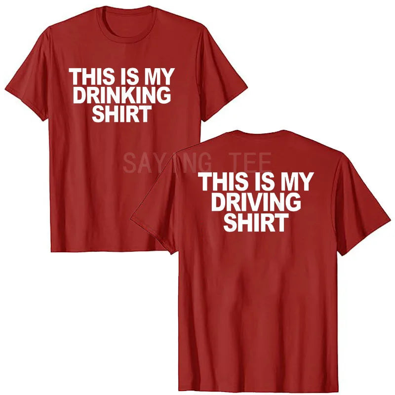 This Is My Drinking Shirt and Driving Shirts Funny Quotes T-Shirt Letters Printed Sayings Graphic Tee Tops Short Sleeve Blouses
